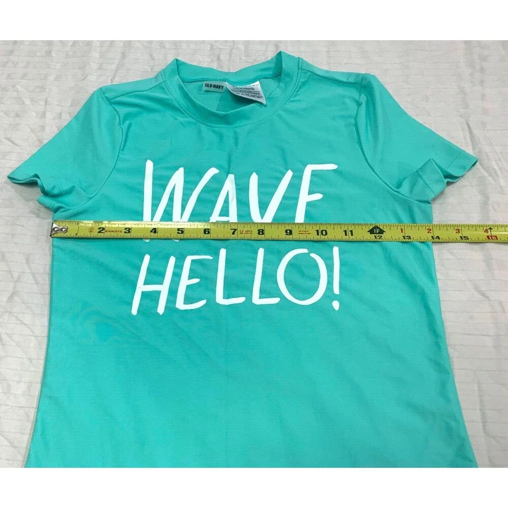 OLD NAVY SWIM WAVE HELLO GIRLS SHIRT SIZE L 10-12
